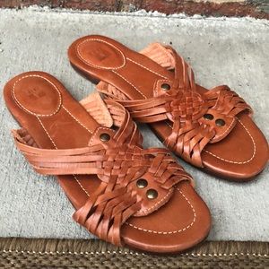 Brown Jacey Huarache Leather Frye Sandals